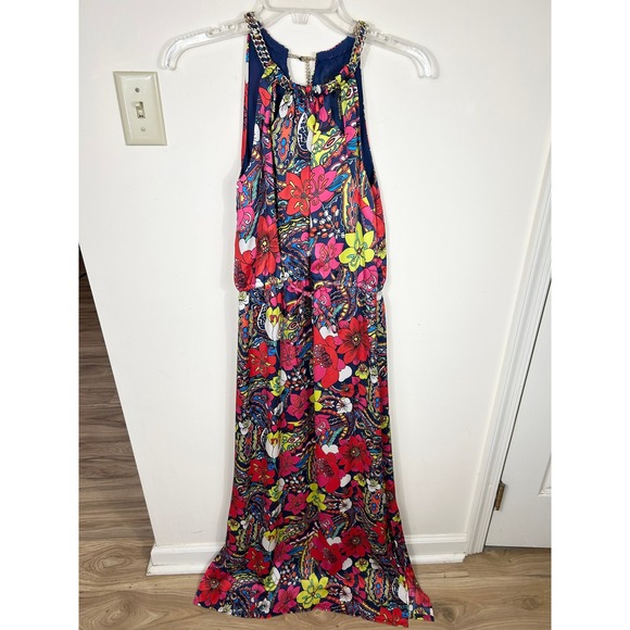 Laundry By Shelli Segal Dresses & Skirts - Laundry by Shelli Segal Floral Halter‎ Chain Maxi Dress Women's 4 Garden Party